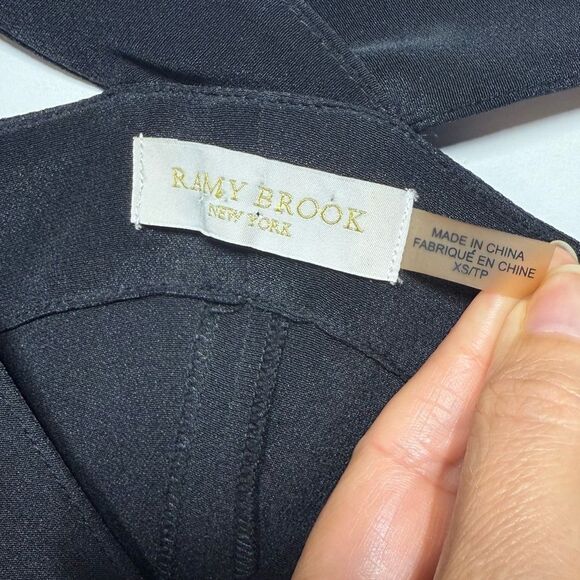 Ramy Brook Riley Cold-Shoulder V-Neck Silk Top in Black XS - Picture 9 of 11